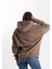 Unisex Oversize Kahve Kapşonlu Sweatshirt 3
