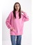 Unisex Oversize Pembe Kapşonlu Sweatshirt 3