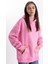 Unisex Oversize Pembe Kapşonlu Sweatshirt 4