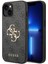 iPhone 15 Uyumlu Kılıf Guess Orjinal Lisanslı Pu Deri Yazı ve 4g Metal Logolu Desenli Kapak Gri 2