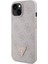 iPhone 15 Uyumlu Kılıf Guess Orjinal Lisanslı Pu Deri Taşlı Üçgen Logo 4g Desenli Strass Kapak Pembe 3