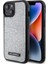 iPhone 15 Plus Uyumlu Kılıf Taşlı Metal Logo Orjinal Lisanslı Kapak Gümüş 2