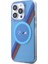 iPhone 14 Pro Uyumlu Kılıf Bmw Magsafe Şarj Transparan Tricolor Stripes Orjinal Lisanslı Kapak Mavi 3