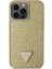 iPhone 15 Pro Max Uyumlu Kılıf Guess Orjinal Lisanslı Taşlı Arka Yüzey Üçgen Logolu Kapak Gold 3