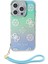 iPhone 15 Pro Kılıf Guess Orjinal Lisanslı Yazı Logolu Askı Ipli Holografik Glitter Peony Turkuaz 2