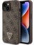 iPhone 15 Uyumlu Kılıf Guess Orjinal Lisanslı Pu Deri Taşlı Üçgen Logo 4g Desenli Strass Kahverengi 2