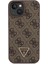 iPhone 15 Uyumlu Kılıf Guess Orjinal Lisanslı Pu Deri Taşlı Üçgen Logo 4g Desenli Strass Kahverengi 4