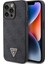 iPhone 15 Pro Max Uyumlu Kılıf Guess Orjinal Lisans Pu Deri Taşlı Üçgen Logo 4g Desen Strass Siyah 2
