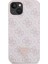 iPhone 14 Uyumlu Kılıf Guess Orjinal Lisanslı Pu Deri Taşlı Üçgen Logo 4g Desenli Kapak Pembe 4