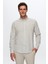 Slim Fit Gri Pamuk Karışımlı Bisiklet Yaka Triko Gömlek 3