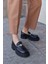 Penna Siyah Deri Kalın Tabanlı Kadın Loafer 4