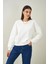Tena Moda Kadın Ekru Bisiklet Yaka Üç Iplik Basic Sweatshirt 1