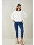 Tena Moda Kadın Ekru Bisiklet Yaka Üç Iplik Basic Sweatshirt 4
