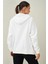 Kadın Ekru Kapüşonlu Oversize Fermuarlı Sweatshirt 4