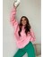 Şardonlu Pembe Oversize Eye Sweatshirt 3