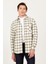 Erkek Haki-gri Slim Fit Dar Kesim Düğmeli Yaka Sıcak Tutan Kareli Kışlık Flanel Oduncu Gömlek 1