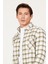 Erkek Haki-gri Slim Fit Dar Kesim Düğmeli Yaka Sıcak Tutan Kareli Kışlık Flanel Oduncu Gömlek 4