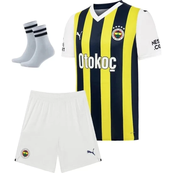 Yenteks Fenerbahçe Otokoç Sarı-Beyaz Yeni Sezon Isimsiz 3'lü Set Çocuk Forması 23/24 Sezon