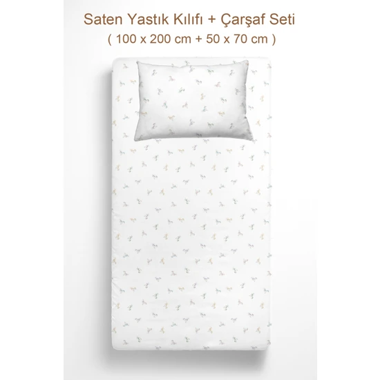 Casadora Baby 100% Pamuk Saten Lastikli Çarşaf Seti - 100X200 cm + 50X70 cm