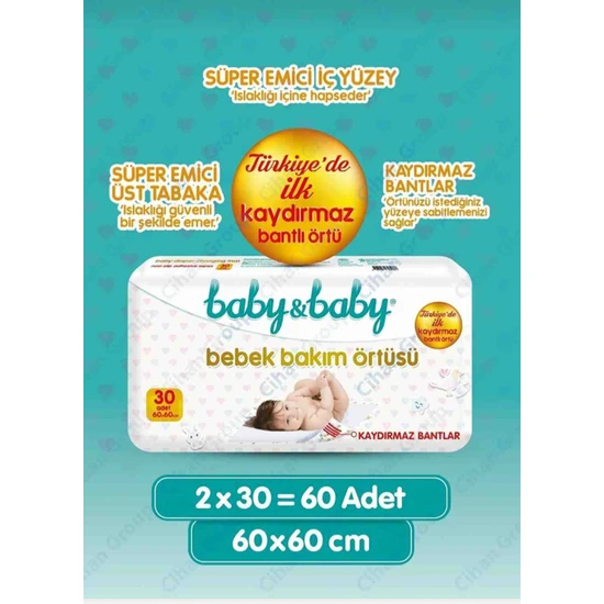 Baby&Baby Baby Baby Bebek Bakım Örtüsü 60X60CM 2paket 30ADETLI