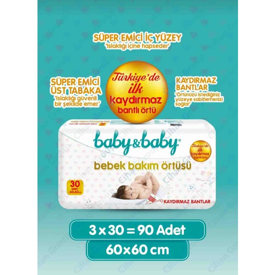 Baby&Baby Baby Baby Bebek Bakım Örtüsü 3PAKETX30ADET