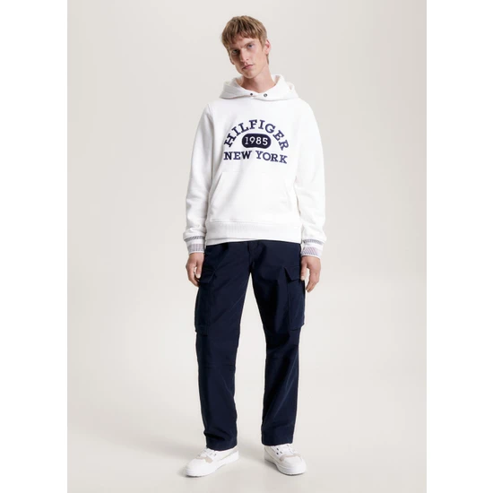 Tommy Hilfiger Kapüşon Yaka Beyaz Erkek Sweatshırt MW0MW32682YBH