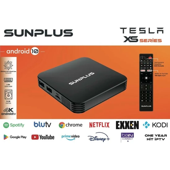 Sunplus Tesla Xs Series Android Tv Box 2gb Ram -16 GB Hafıza Android 12 Tvbox - 4 K 3840*2160 P