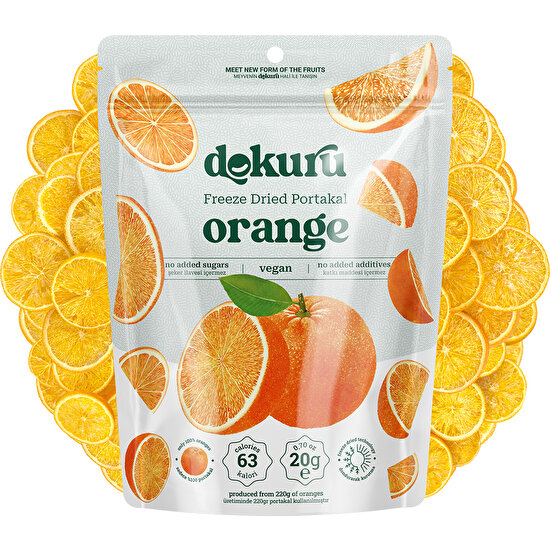 Dokuru Portakal Kuru Meyve Cipsi - Dondurularak Kurutulmuş Freeze Dried Çıtır Portakal