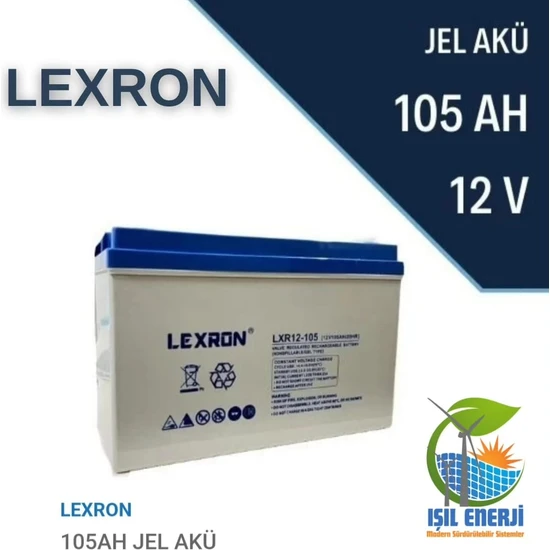 Lexron 12V 105 Ah Solar Jel Akü - 12 Volt 105 Amper Solar Jel Akü