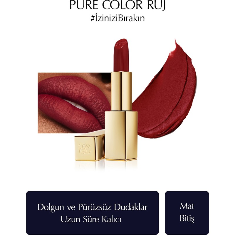 Estee Lauder Mat Bitişli Ruj - Pure Color Matte Lipstick - 3.5gr - Renk: 689 Dark Desire