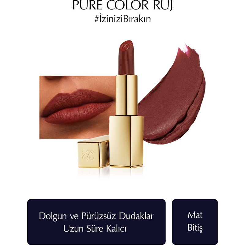 Estee Lauder Mat Bitişli Ruj - Pure Color Matte Lipstick - 3.5gr - Renk: 806 No Concessions
