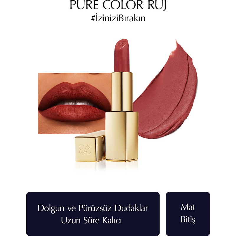 Estee Lauder Mat Bitişli Ruj - Pure Color Matte Lipstick - 3.5gr - Renk: 557 Fragile Ego