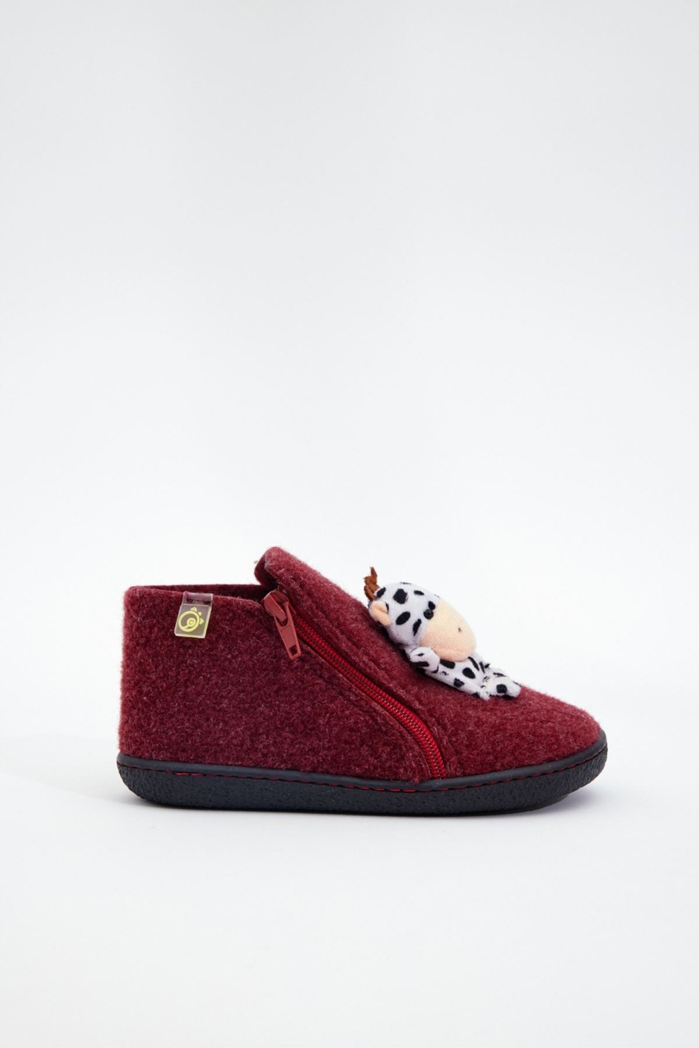Dudino Kids Footwear Dodo Hayvan Figürlü Fermuarlı Keçe Panduf-Cow görsel 3
