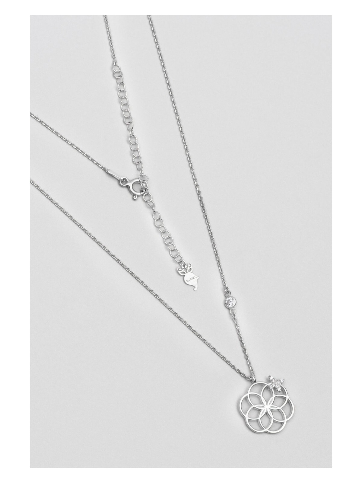 So CHIC Yaşam Çiçeği 18 Ayar Sarı Altın Kaplama 47 Cm Gümüş Kolye - Görsel 3