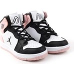 Cool Unisex Sneaker Uzun Spor Bot Siyah-Pudra Düz Tabanlı Günlük Kullanım