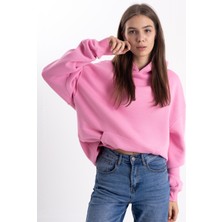 Pull The Hood Unisex Oversize Pembe Kapşonlu Sweatshirt