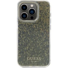 Guess iPhone 15 Pro Uyumlu Kılıf Guess Orjinal Lisanslı Yazı Logolu Mirror Disco Kapak Gold