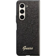 Guess Galaxy Z Fold 5 Uyumlu Kılıf Guess Orjinal Lisanslı Yazı Logolu Glitter Script Kapak Siyah