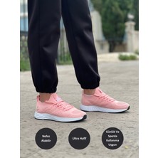 Peak Running Kadın Açık Pembe Beyaz Kaymaz Taban Ortopedik Nefes Alabilen Garantili Rahat Hafif Günlük Sneaker Yürüyüş Koşu Spor Ayakkabısı EW0127H