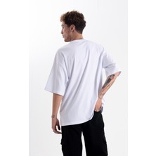 Pull The Hood Unisex Oversize Tshirt Beyaz