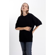 Pull The Hood Unisex Oversize Tshirt Siyah