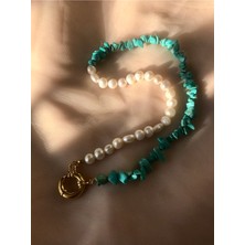 Doğaltaş Inci-Turkuaz Kolye