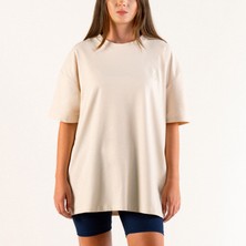 Okiiforme Oversize Basic Taş Göğüs Baskılı Unisex Tshirt