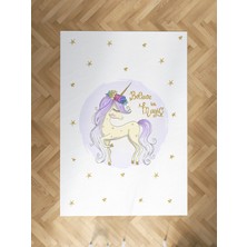 Mekta Home Bebek ve Çocuk Odası Yıldızlı Mavi Unicorn Desenli Halı