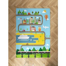 Mekta Home Bebek ve Çocuk Odası Şehir Desenli Halı