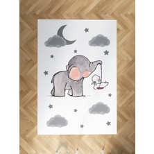 Mekta Home Bebek ve Çocuk Odası Tavşan Taşıyan Fil Desenli Halı