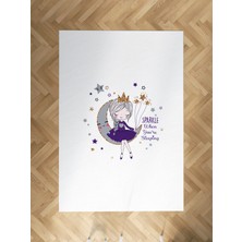 Mekta Home Bebek ve Çocuk Odası Ayda Oturan Mor Prenses Kız Desenli Halı