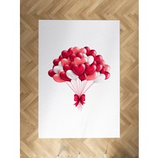 Mekta Home Bebek ve Çocuk Odası Fiyonklu Kalpli Balon Desenli Halı