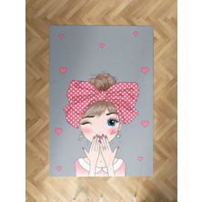 Mekta Home Bebek ve Çocuk Odası Fiyonklu Kız Desenli Halı