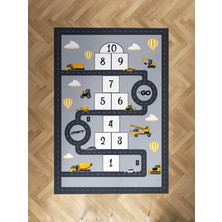 Mekta Home Bebek ve Çocuk Odası Iş Makinalı Sesekli Yol Desenli Halı